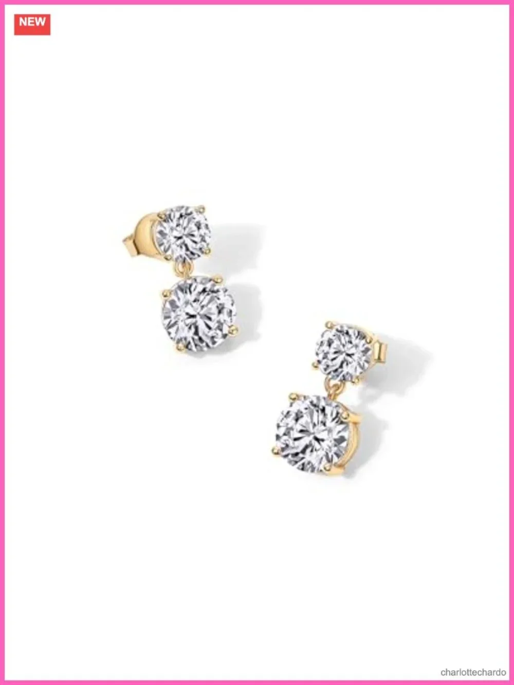 14K Gold Plated CZ Dangle Earrings Long Bridal Drop Earrings